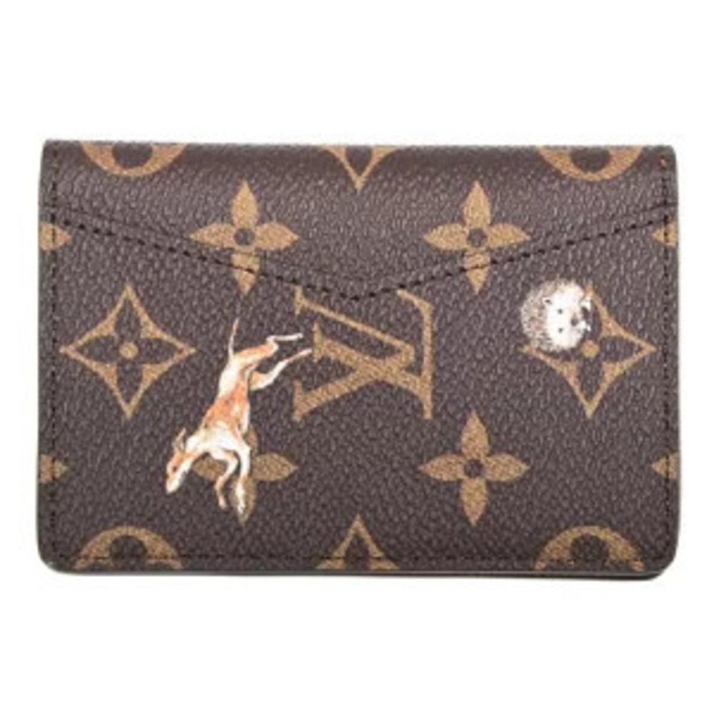 Louis Vuitton Poche Wallet Case Card Monogram Organizer Forest de Brown